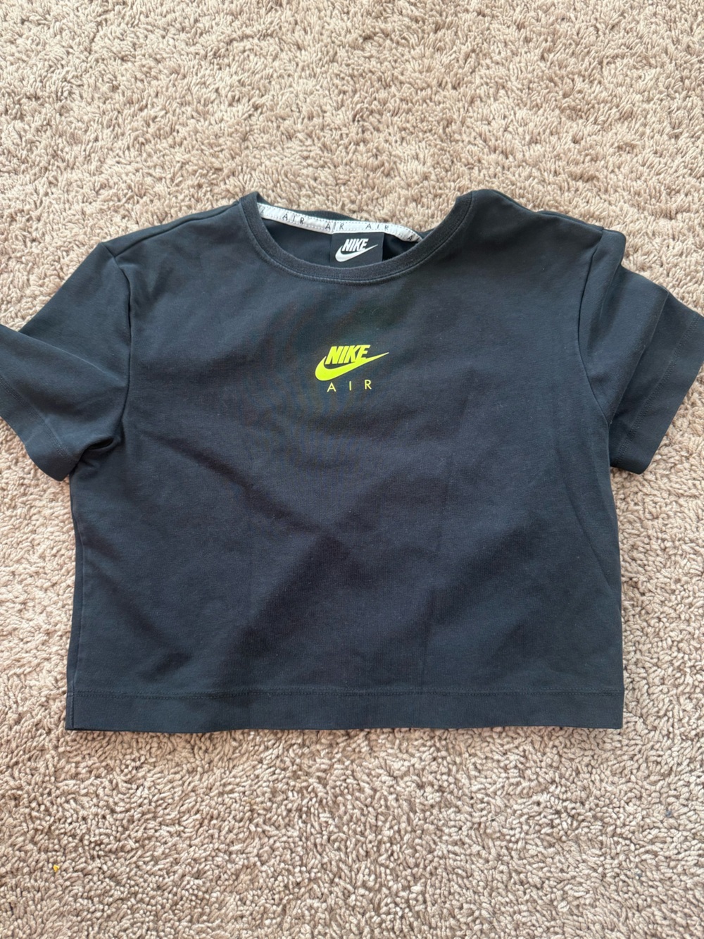 Nike Air women ' Black T-Shirt with Neon Yellow Logo